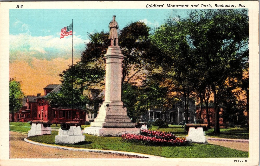 Rochester PA-Pennsylvania, Soldiers Monument Park, Vintage Postcard
