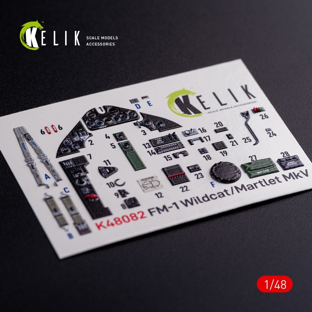 KeliK FM-1 Wildcat / Martlet Mk.V 3D Interior Decals for Tamiya Kit 1/48 K48082