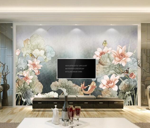 3D Pink Lotus Pond ZHUA30620 Wallpaper Wall Murals Removable Self-adhesive Ann