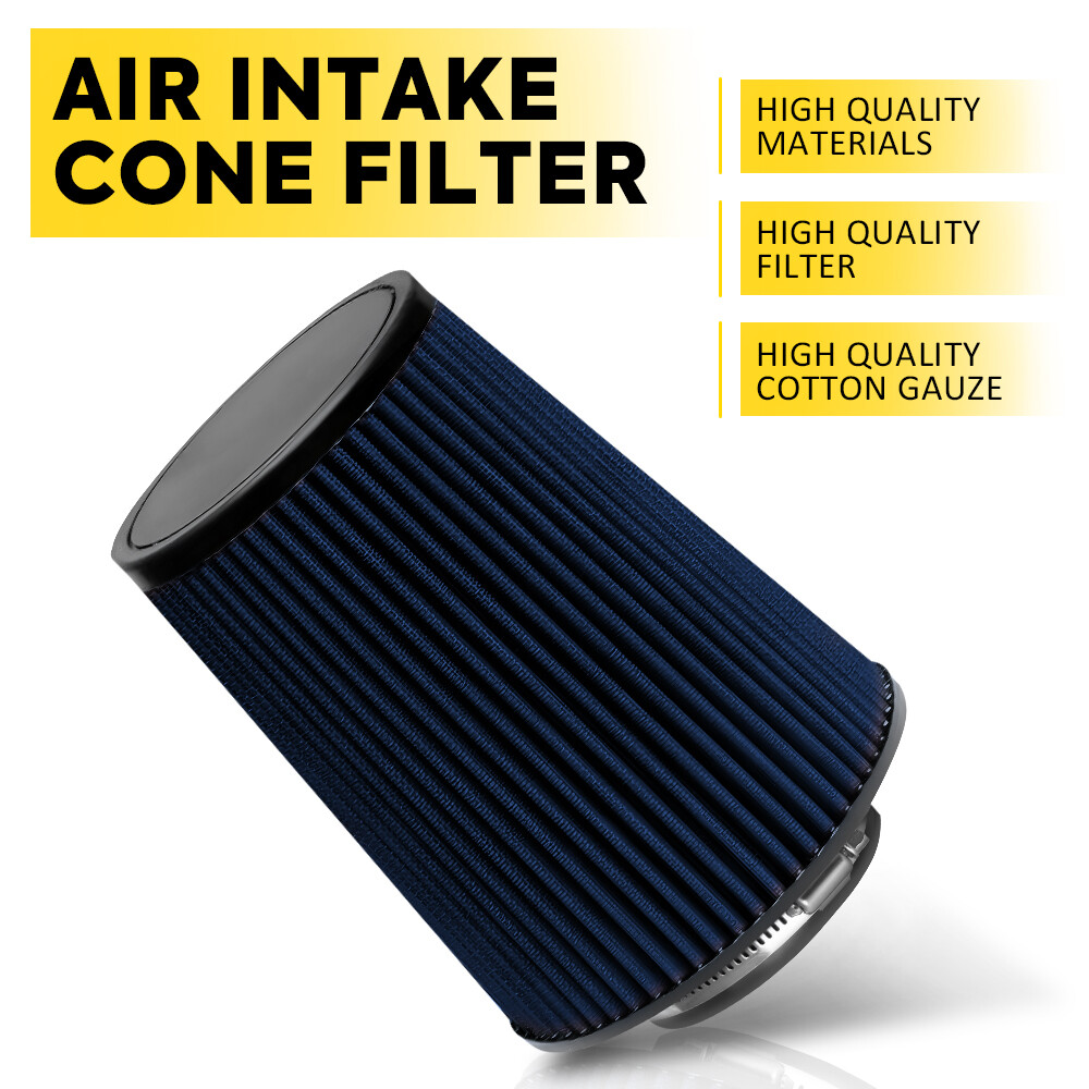 4 inch Blue Long Truck Performance High Flow Cold Air Intake Cone Dry Filter NEW