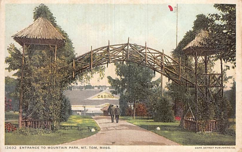 Postcard MA: Entrance to Mountain Park, Mt. Tom, Massachusetts, Antique DB