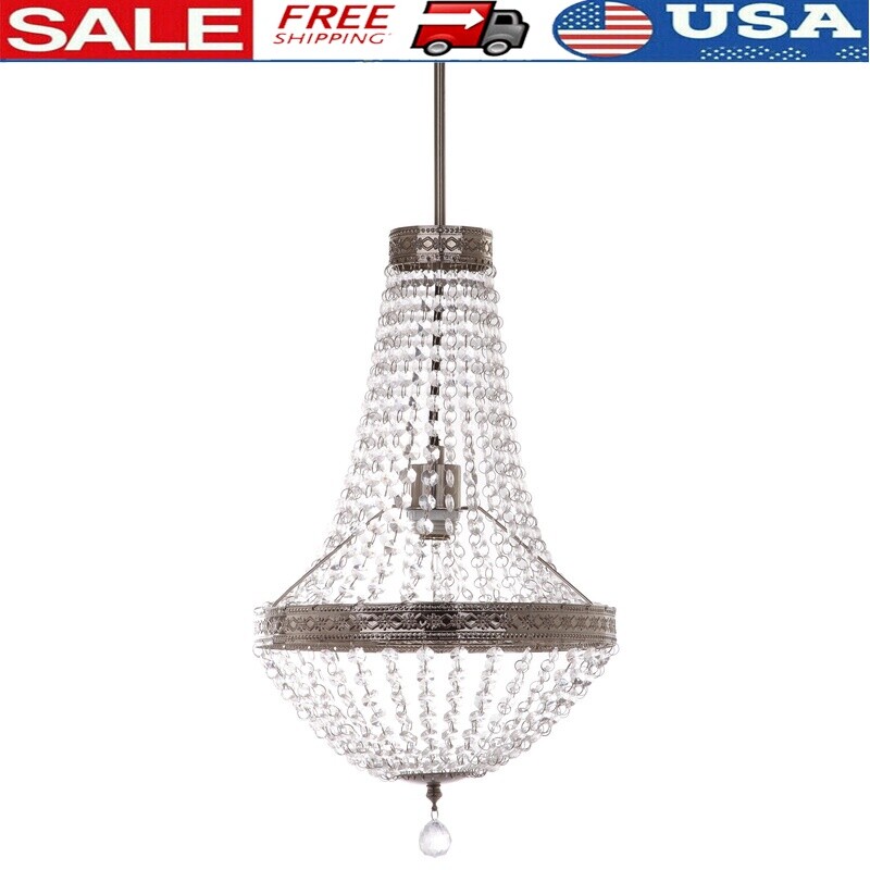 Adjustable Modern 1-Light Pendant Chandelier in Nickel with Clear Acrylic and Iron Frame