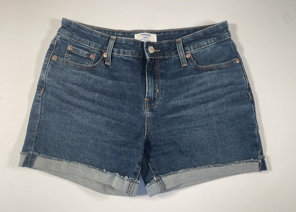 Denizen Levi's Women's Denim Shorts Size 8 Blue Mid-Rise Regular Stretch Casual