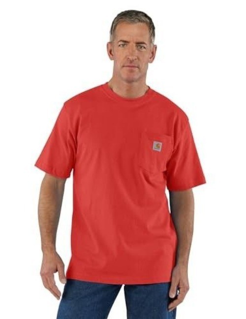 Carhartt Men's Short Sleeve Loose Fit Heavyweight Pocket T-Shirt Roasted Tomato