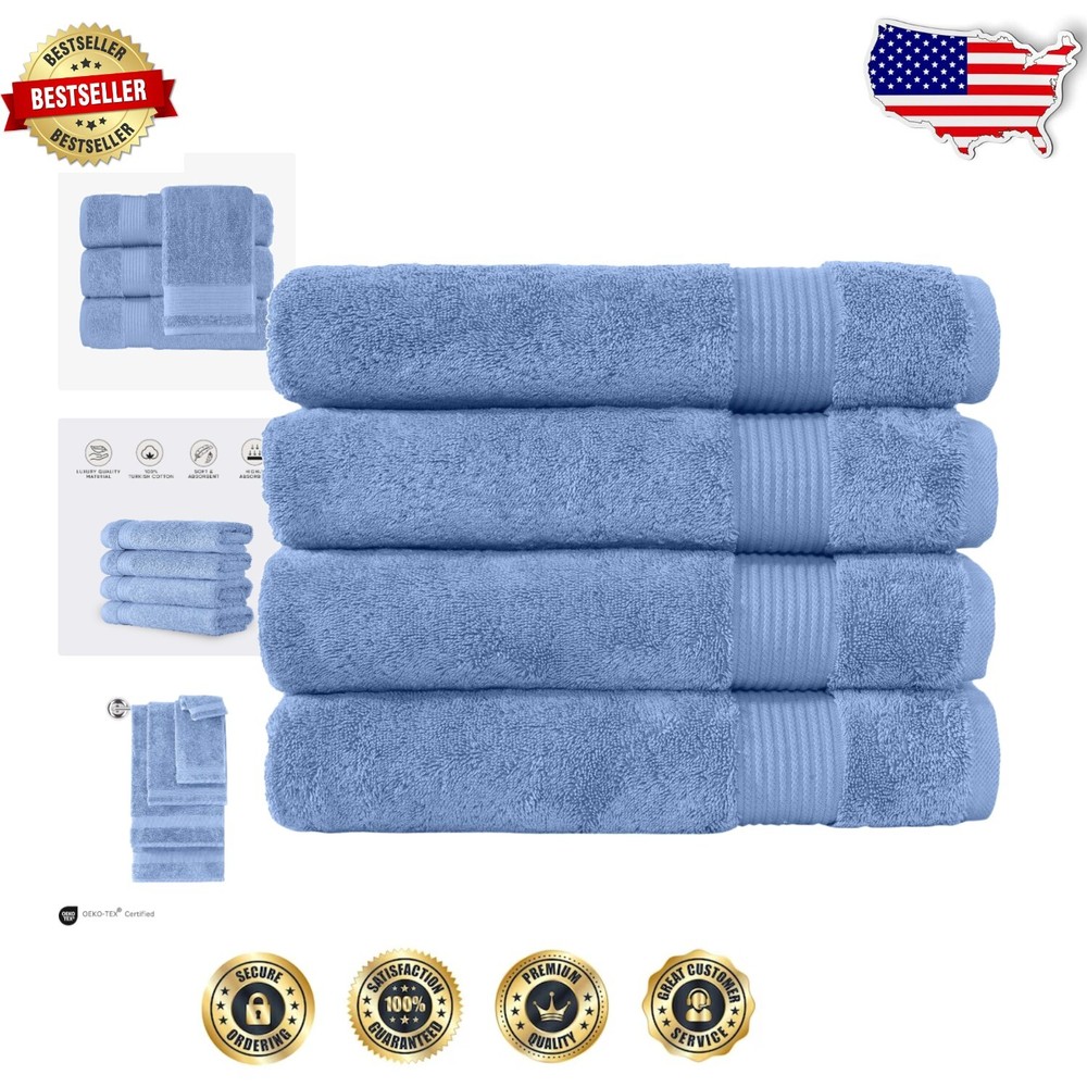 Premium 4-Piece Bath Towel Set - Quick Dry Cotton Towels for Ultimate Softness