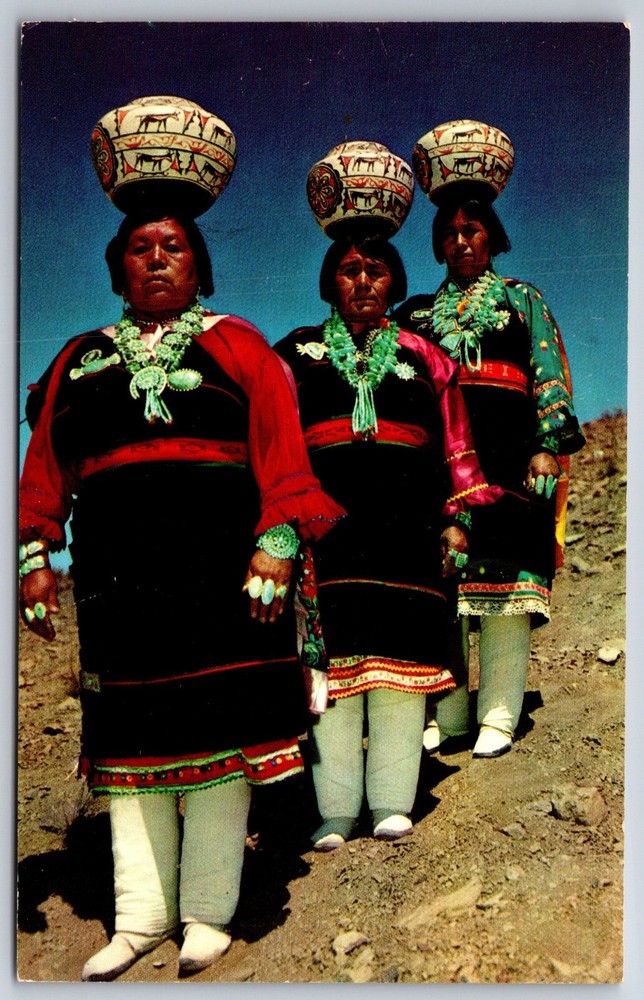 Native Americana Indian~Zuni Olla Bearers~Vintage Postcard