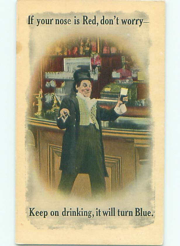 Bamforth Comic DRUNK MAN AT THE BAR : make an offer AB9736