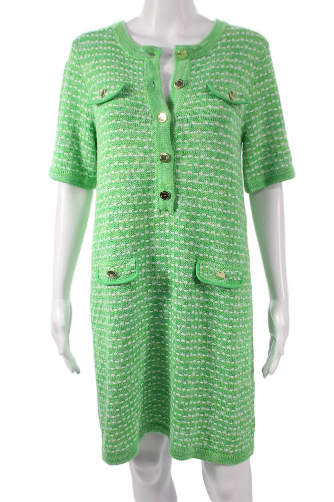 Lilly Pulitzer Womens Sweater Dress Green Check Short Sleeve Knee Length Size MFree Shipping in US $100+ Orders | $6.95 Orders Below
