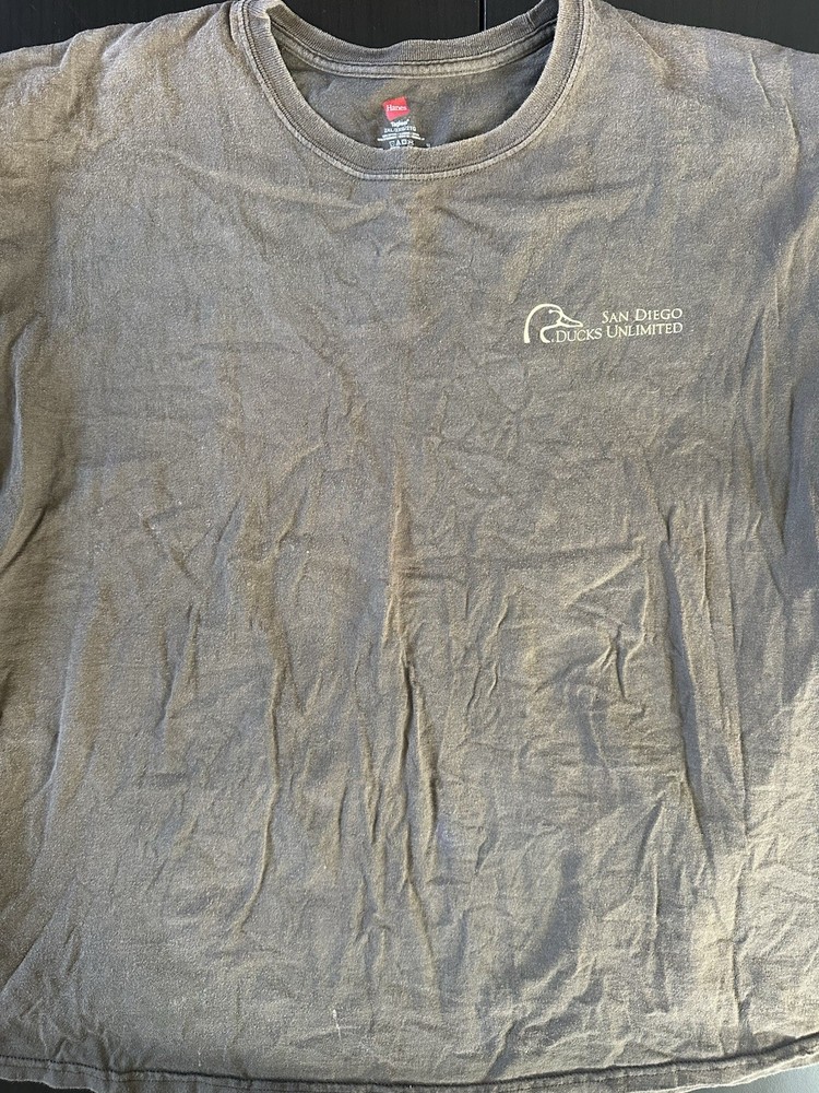 Hanes Ducks Unlimited San Diego Chapter Gray Cotton Men's T-Shirt 2XL