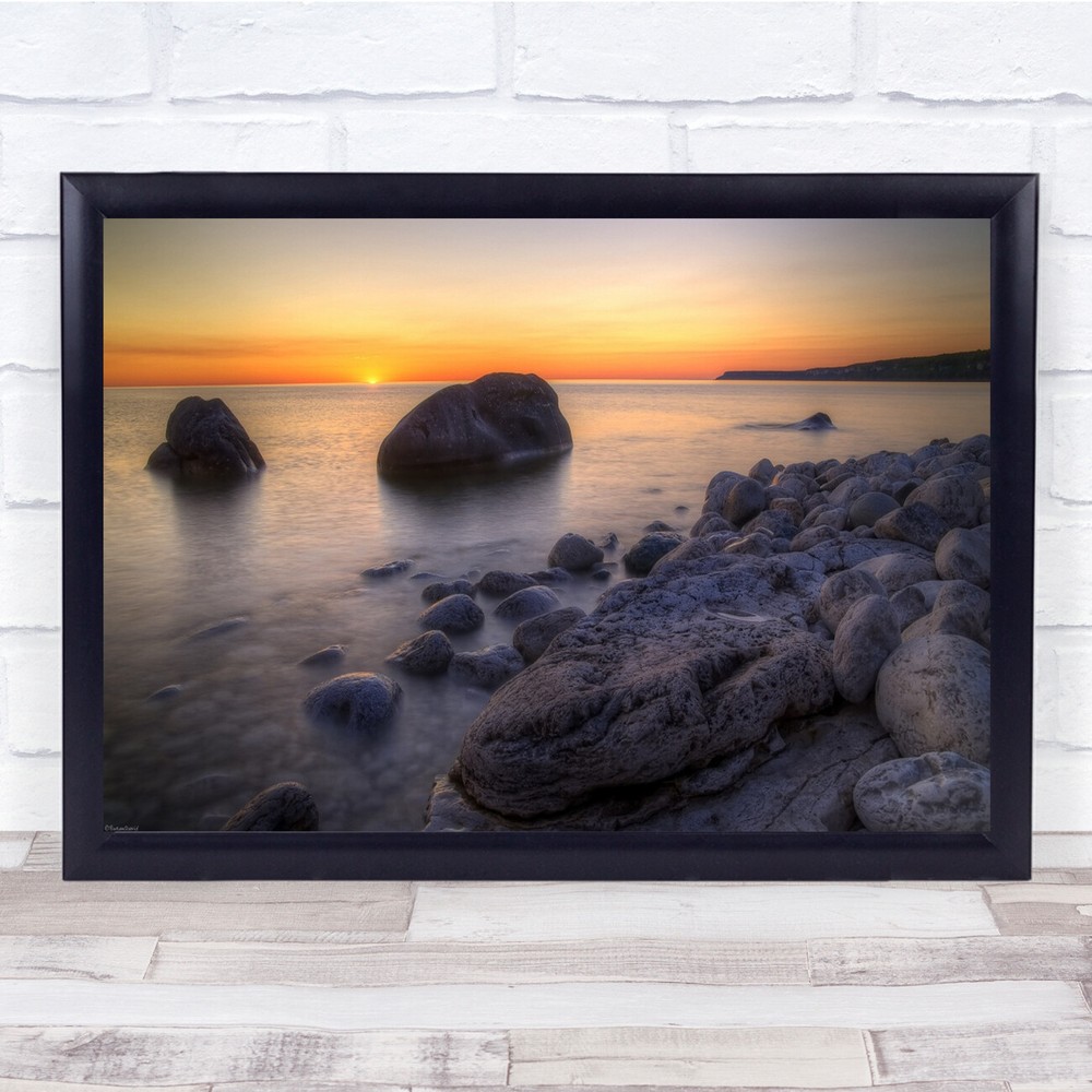Halfway Log Dump Sunrise Rocks Sea Wall Art Print