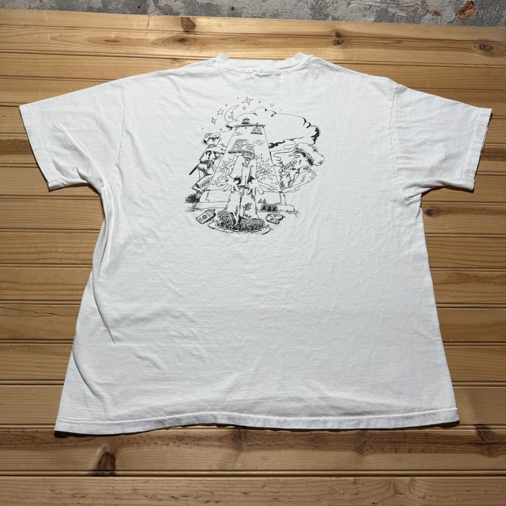 Vintage 90s Hip Hop Smoking Pigs Comic Indie Art Graffiti T-Shirt USA - XL