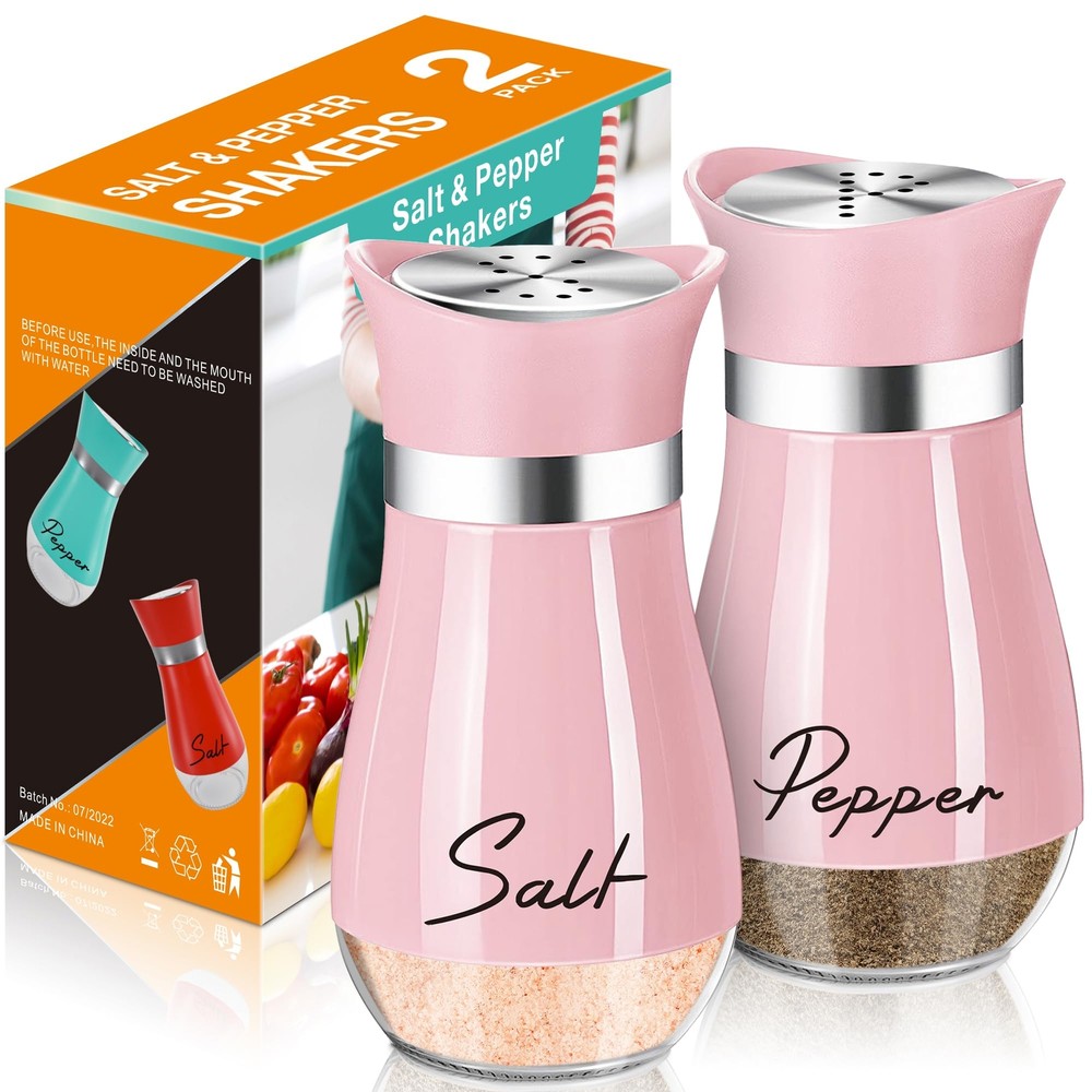 4 oz Glass Salt and Pepper Shakers Set with Stainless Steel Top