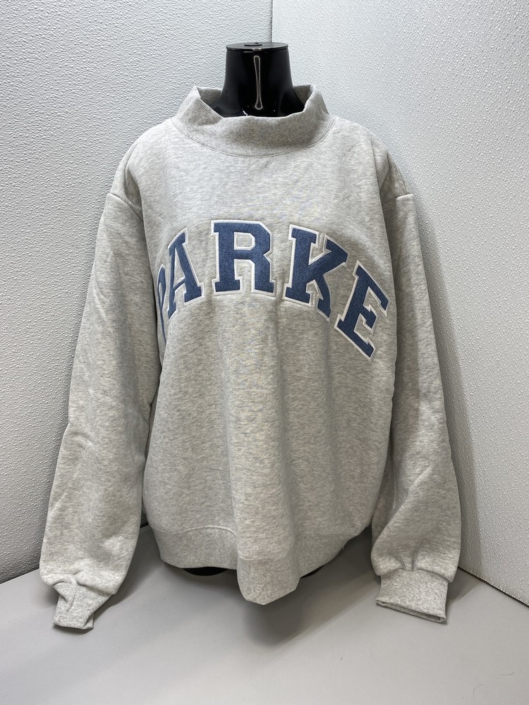Parke Womens Sweatshirt Classic Grey Size L/XL Vintage Denim Varsity Mockneck
