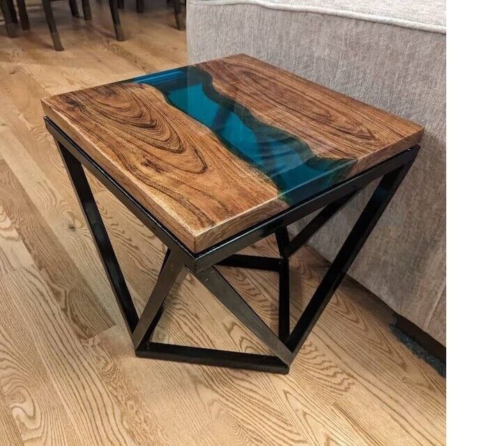Acacia Wood Epoxy Table Tops Coffee Table Unique Side Table Balcony Decor-image