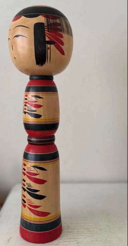 Minao Sato Large Kokeshi 46cm Traditional Japanese Doll Red Black Details