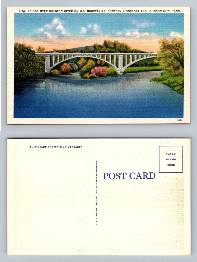 Kingsport, TN-Tennessee, Holston River Bridge Hwy 23 Vintage Postcard