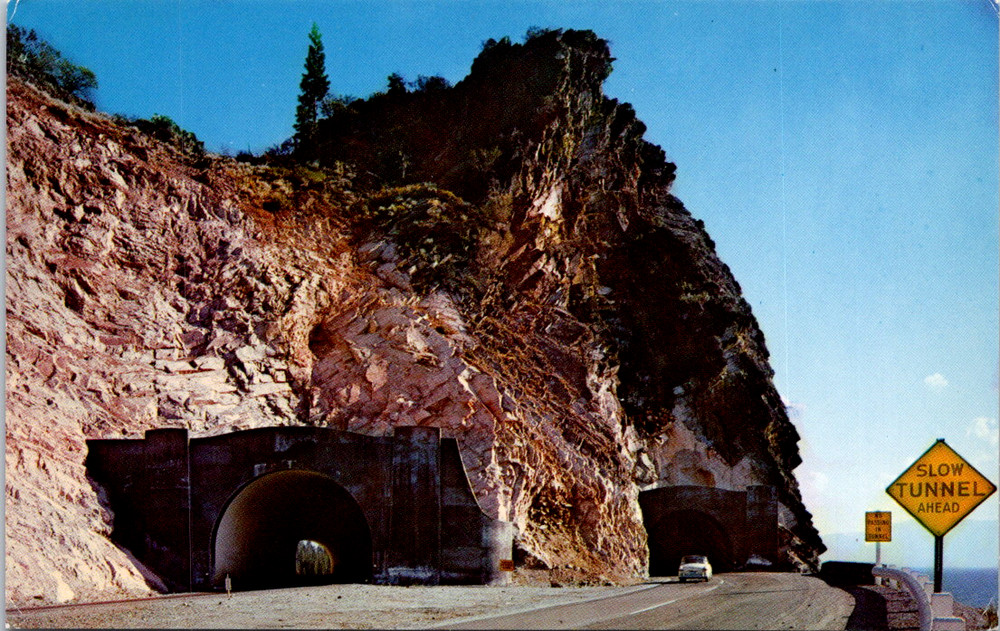 Vintage Postcard Cave Rock Lake Tahoe Twin Tunnels Scenic