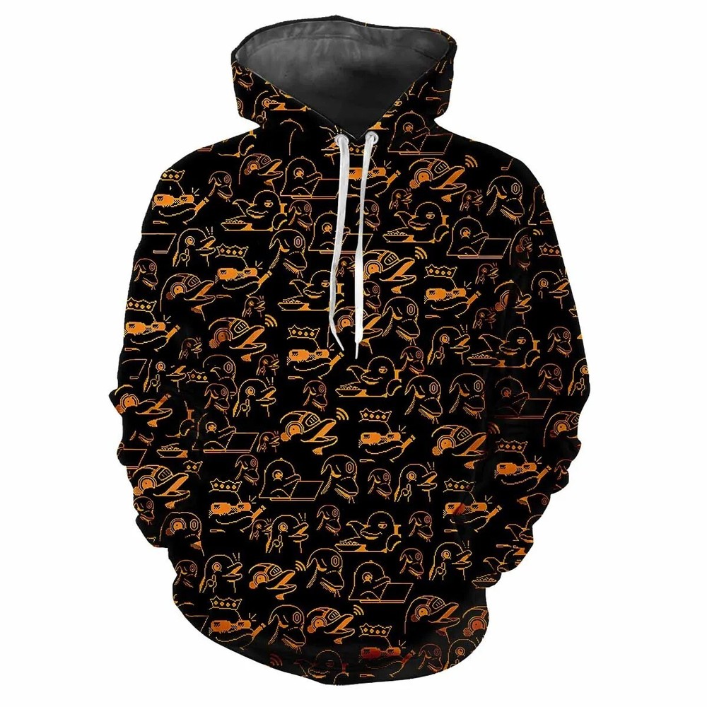 Retro Animal Modern Art Young Vitality Busy Pattern Print Pullover Hoodie