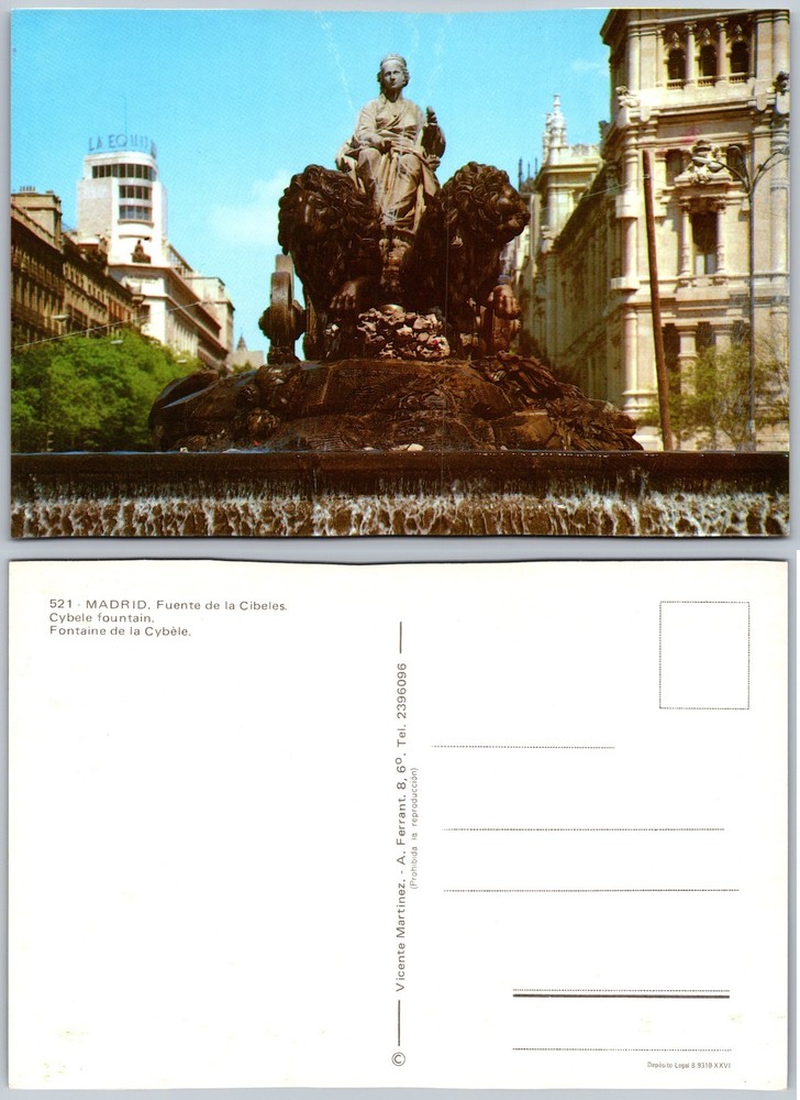 Continental Fuente De La Cibeles Madrid Spain Postcard