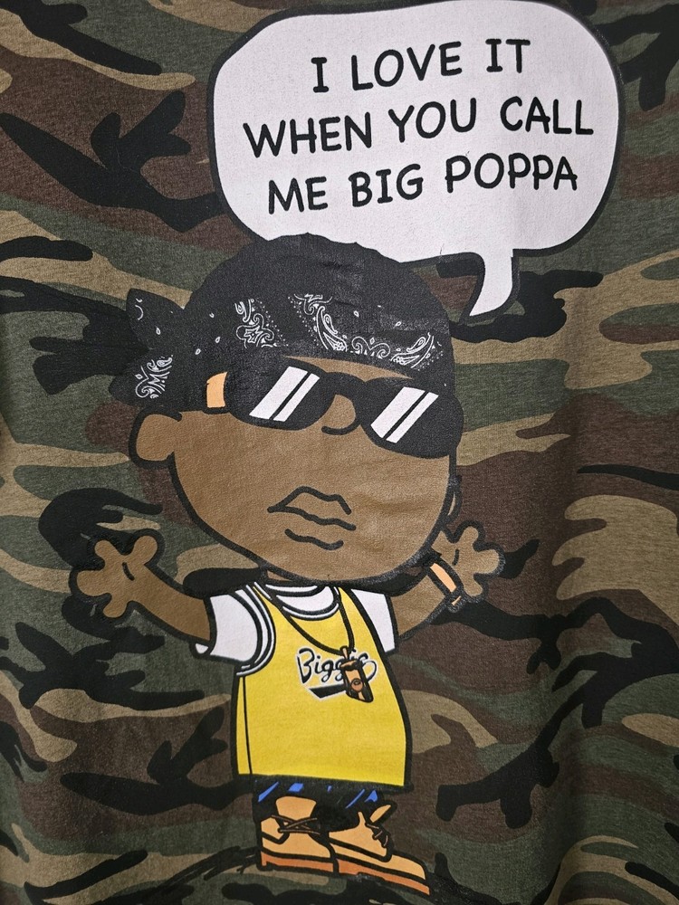 Notorious Big Biggie Smalls Large Mens Camo Graphic Logo Short Sleeve Tee
