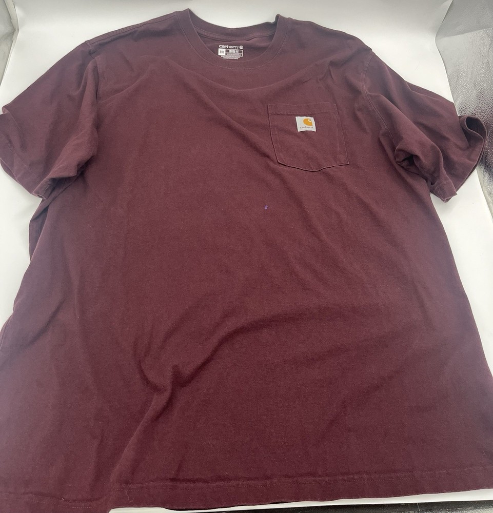 Carhartt Men's Maroon Pocket Short Sleeve Crew Neck Loose Fit T-Shirt Size 2XL