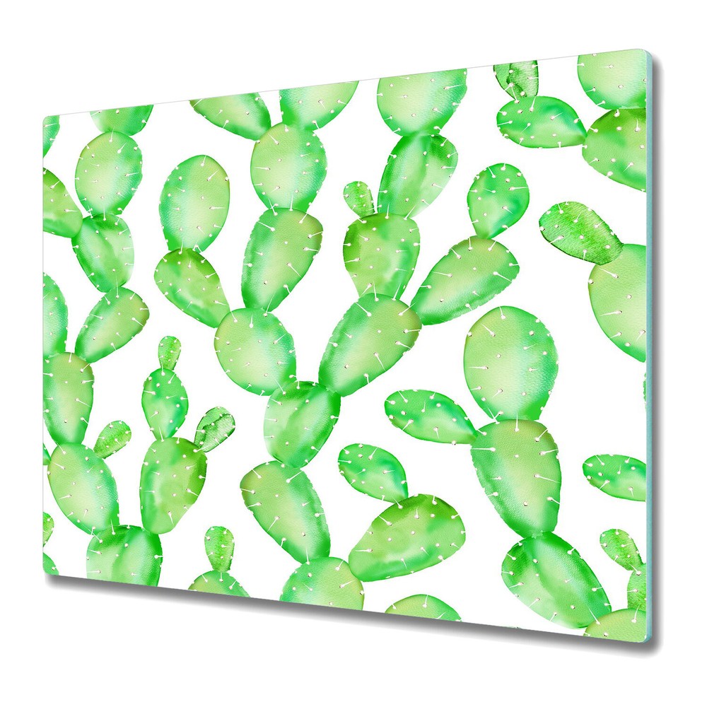 Glass Surface Protector Worktop saver Cactus Watercolour Green Cactus 60x52