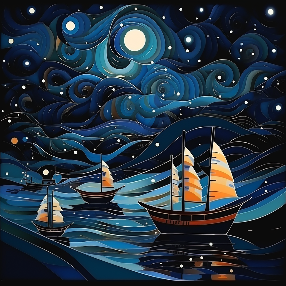 Shanghai coast ocean view boats2 - 24in(H)*24in(L) Print Wall Art Print