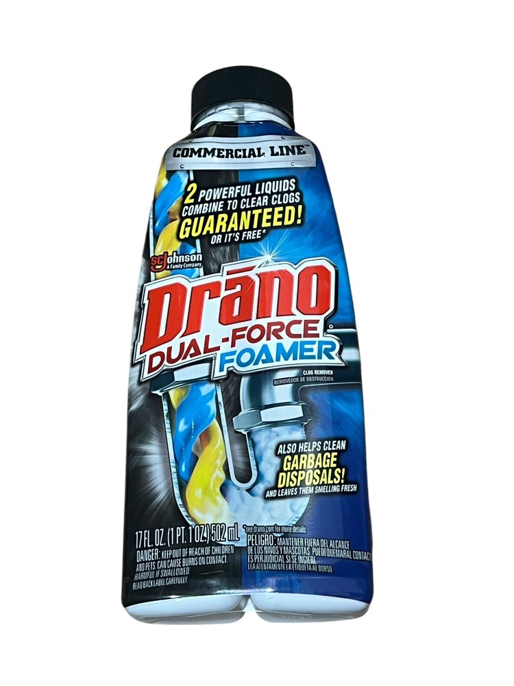 Drano Dual-Force Foamer, Drain Clog Remover, Commercial Line, 17 oz (6Pack)
