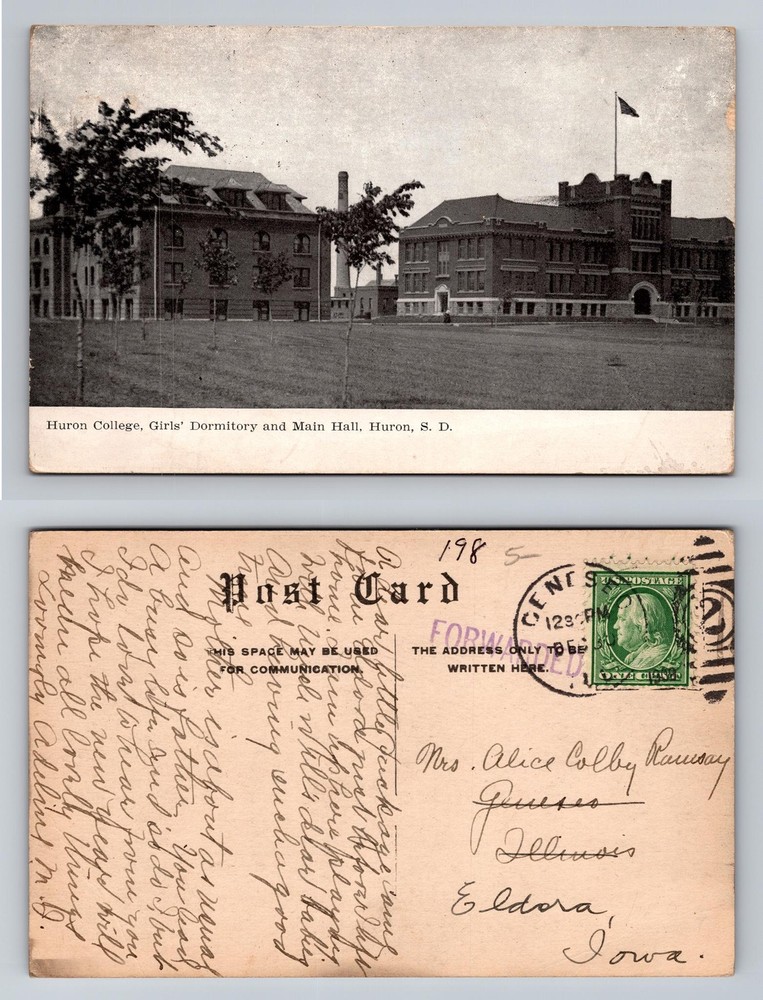 Huron, SD-South Dakota Huron College Girls Dormitory Main Hall, Vintage Postcard