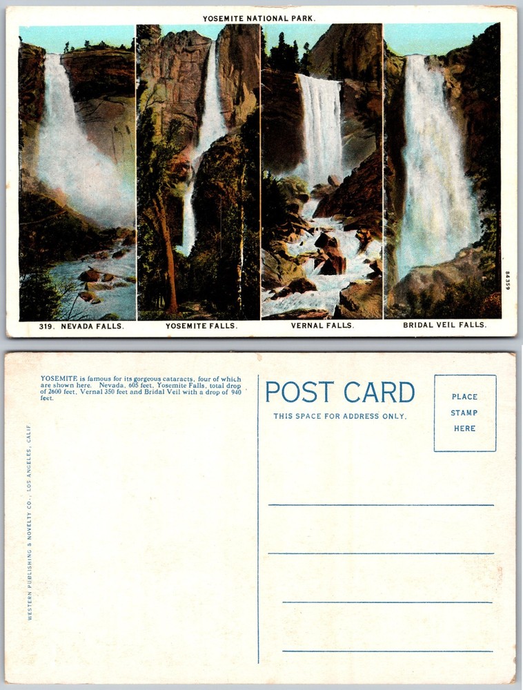 Yosemite National Park Nevada Yosemite Vernal Bridal Veil Falls Postcard