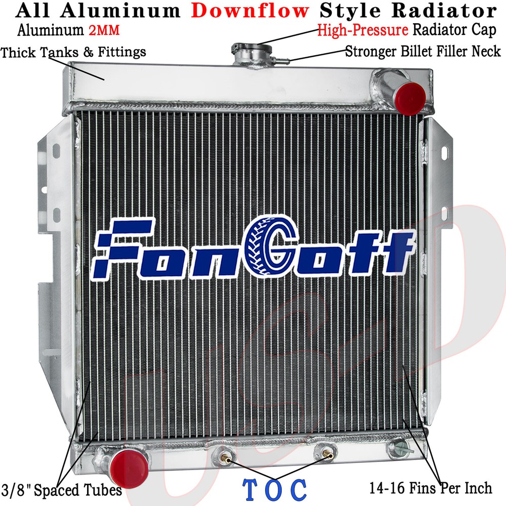 4 Row Aluminum Radiator for 1955 1956 1957 Ford Thunderbird T-Bird 4.8L 5.1L V8