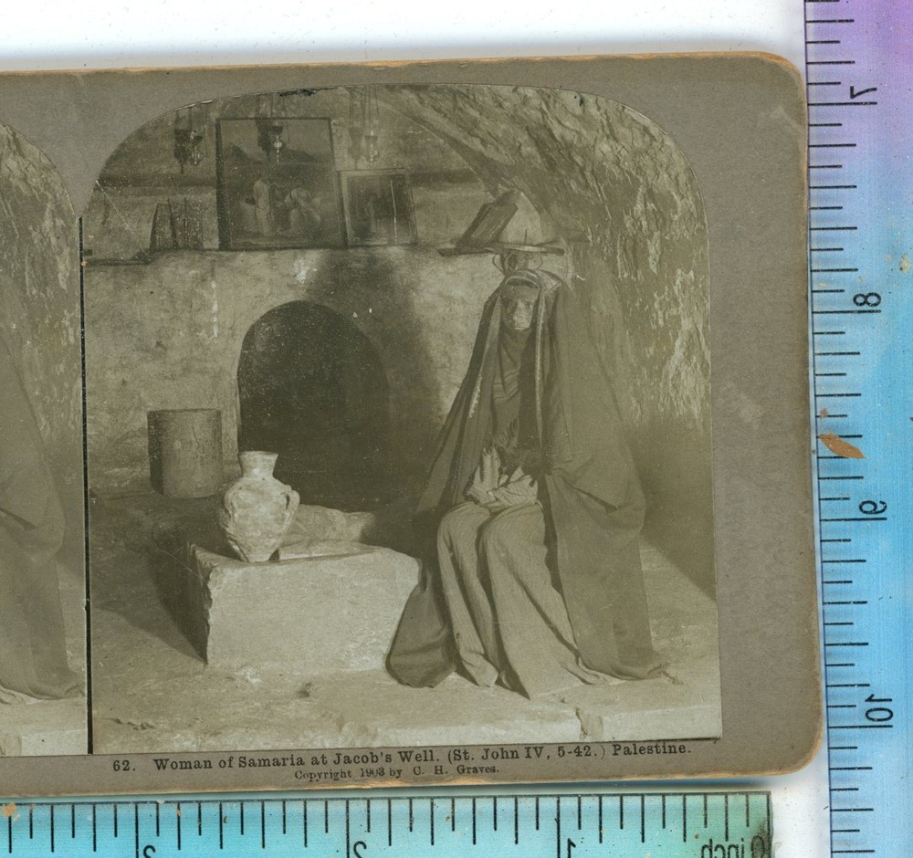 Woman of Samaria Jacob's Well Palestine Universal Stereoview