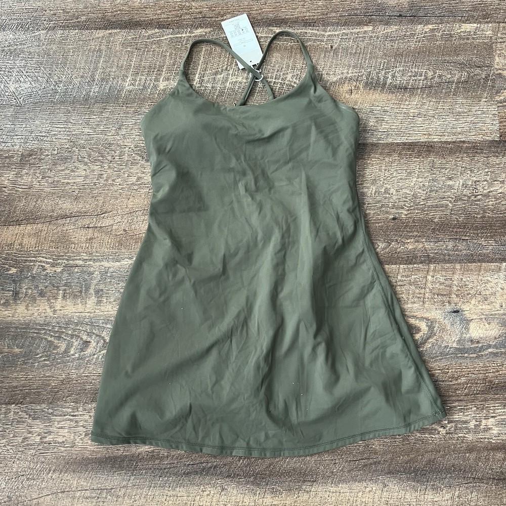 Halara Everyday Cloudful Backless Dress Medium Olive Green Workout Athleisure