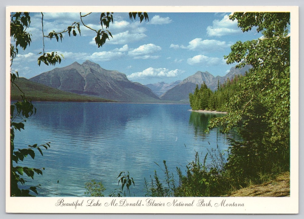 Glacier National Park Montana, Lake McDonald Scenic View, Vintage Postcard