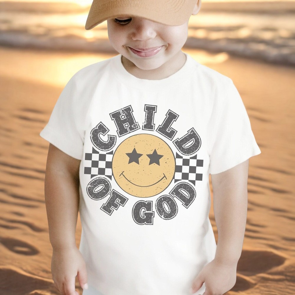 Child of God Smiley Face Kids T-Shirt – Christian Retro Graphic Tee