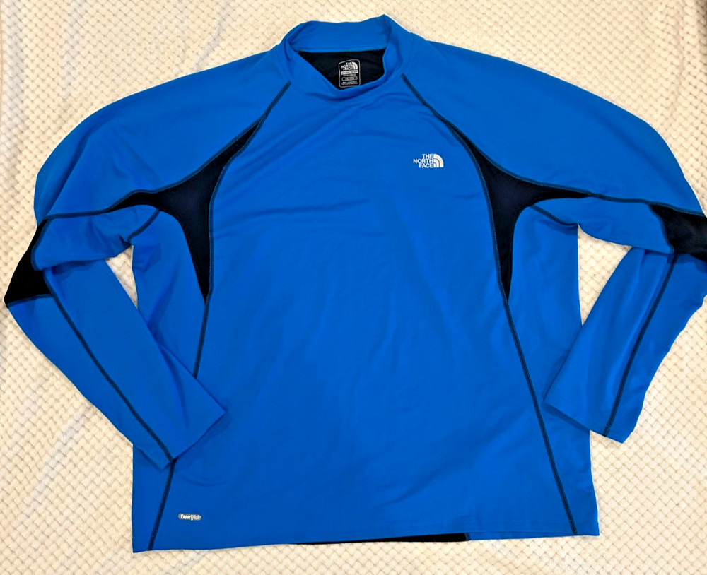 The North Face Long Sleeve Crewneck Vapor Wick T Shirt Mens 2X Large Blue XXL