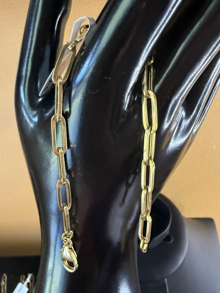 18k Solid Yellow Gold Paperclip Bracelet (size 7.5)
