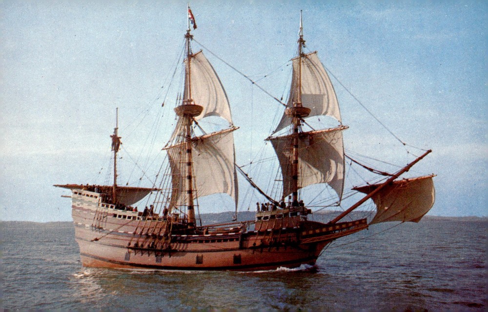 1960s Mayflower II Ship Plimoth Plantation Plymouth MA Nautical Chrome Postcard