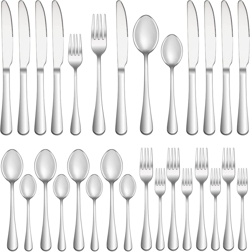 20 Piece Silverware Set Service for 4,Premium Stainless 20 Pieces, Silver