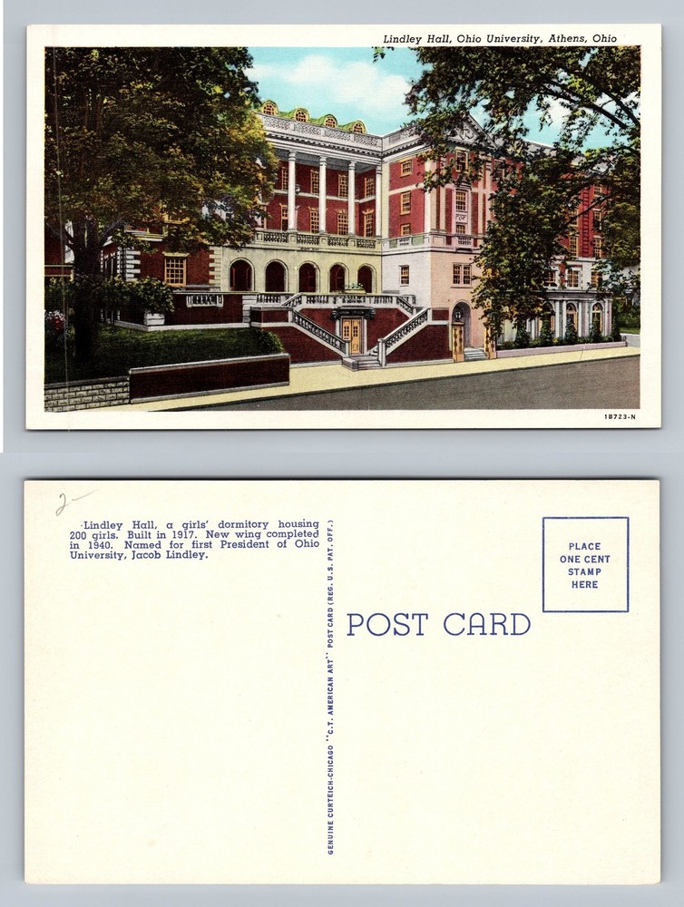 Athens, OH-Ohio, Lindley Hall Ohio University PC View Vintage Postcard