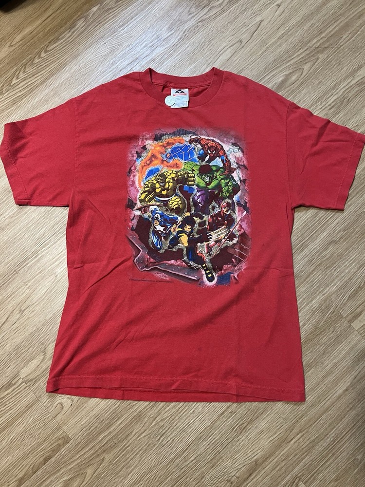 Vintage ALSTYLE APPAREL 2002 MARVEL CHARACTERS Mens LARGE Graphic Print T-Shirt