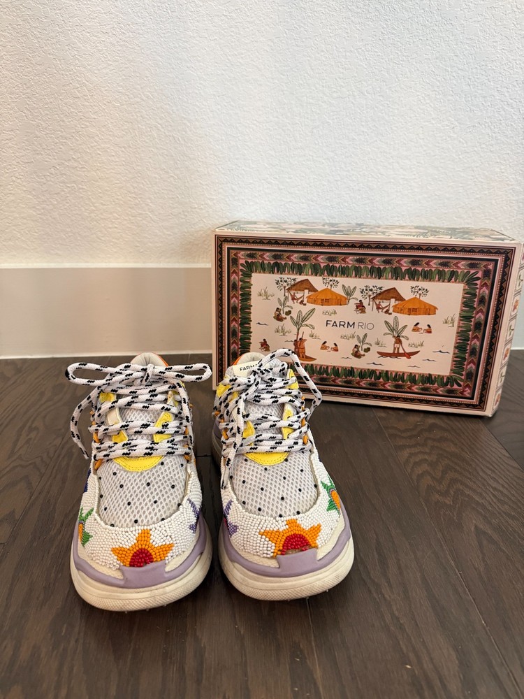 Farm  Rio  sunset beaded platform sneakers multicolor fun summer festival