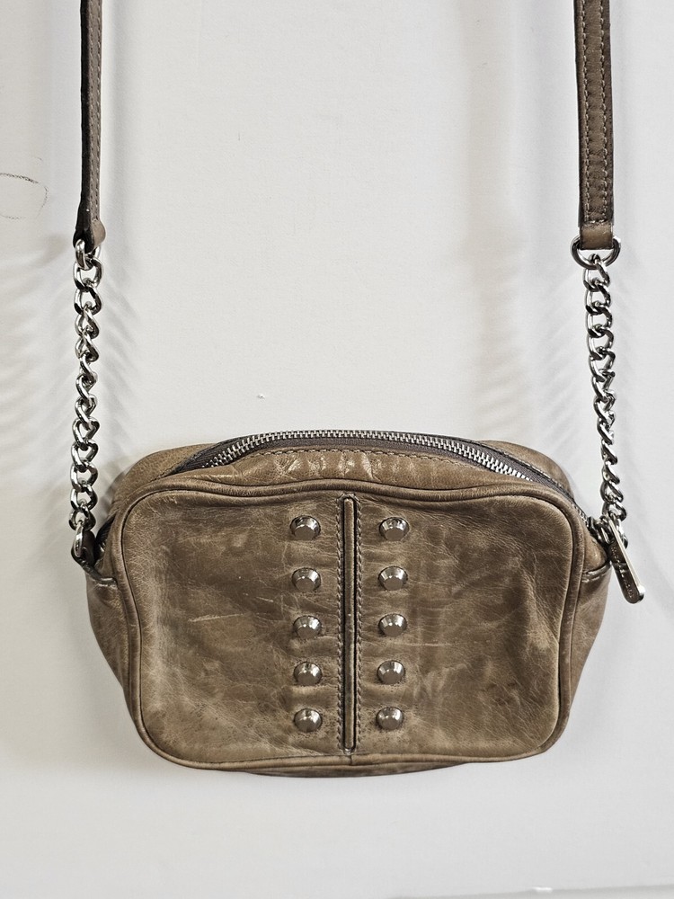 MICHAEL KORS Small Studded Leather Crossbody Bag 6x5 in Tan