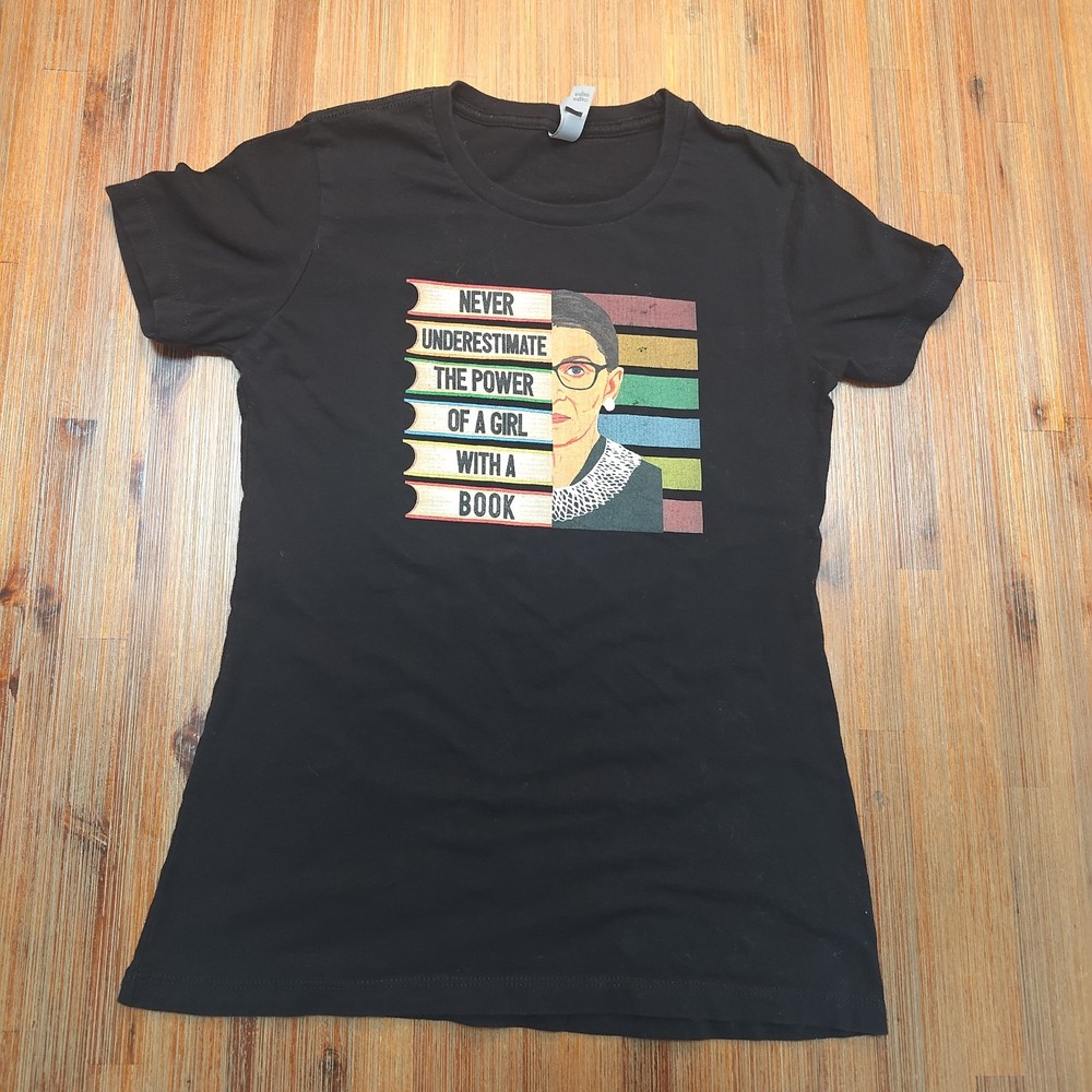 Feminist Ruth Bader Ginsburg RBG Quote Girl With Book Women T-Shirt S