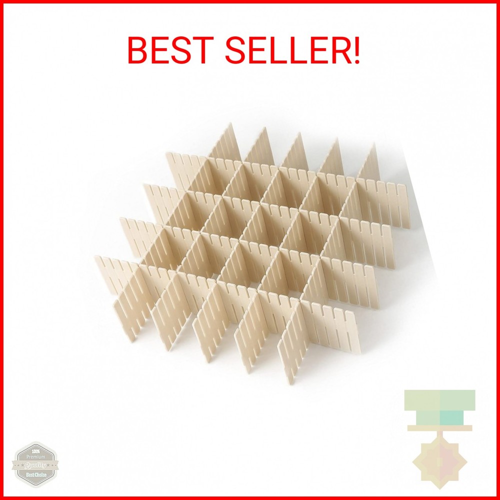 Qozary 42 Pack Adjustable Drawer Dividers for Socks Underwear Makeup Organization