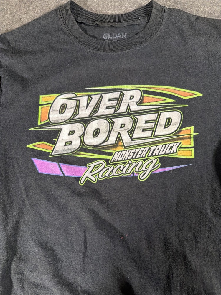 Overbored Monster Truck Racing T Shirt Men’s Small Gildan 2 Sided Graphic Tee