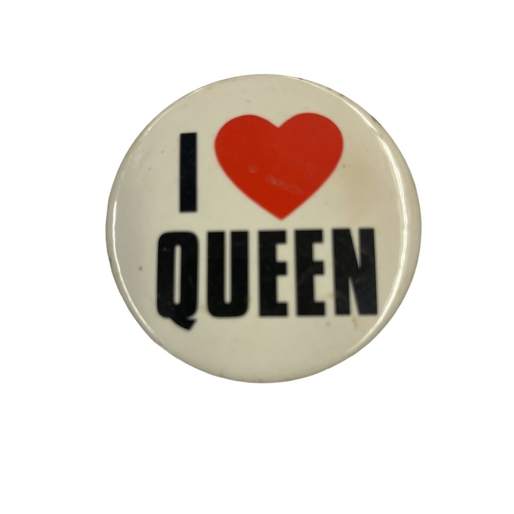 I Love Queen Vintage 1980s Pinback Button