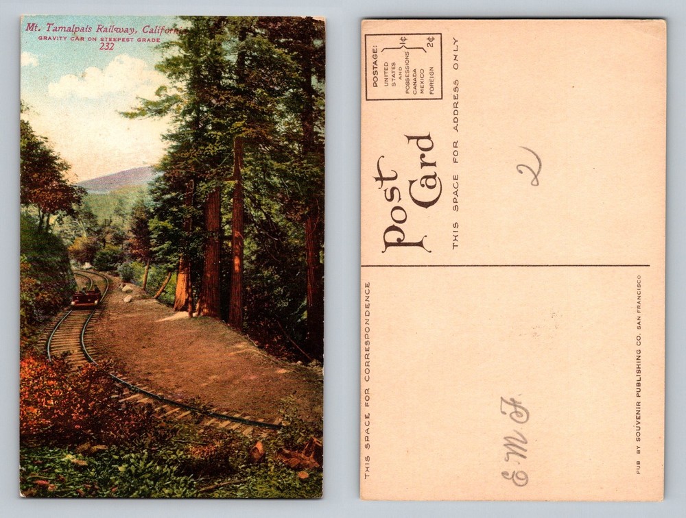 Mill Valley, CA-California, Mt Tamalpais Railway Gravity Car Vintage Postcard