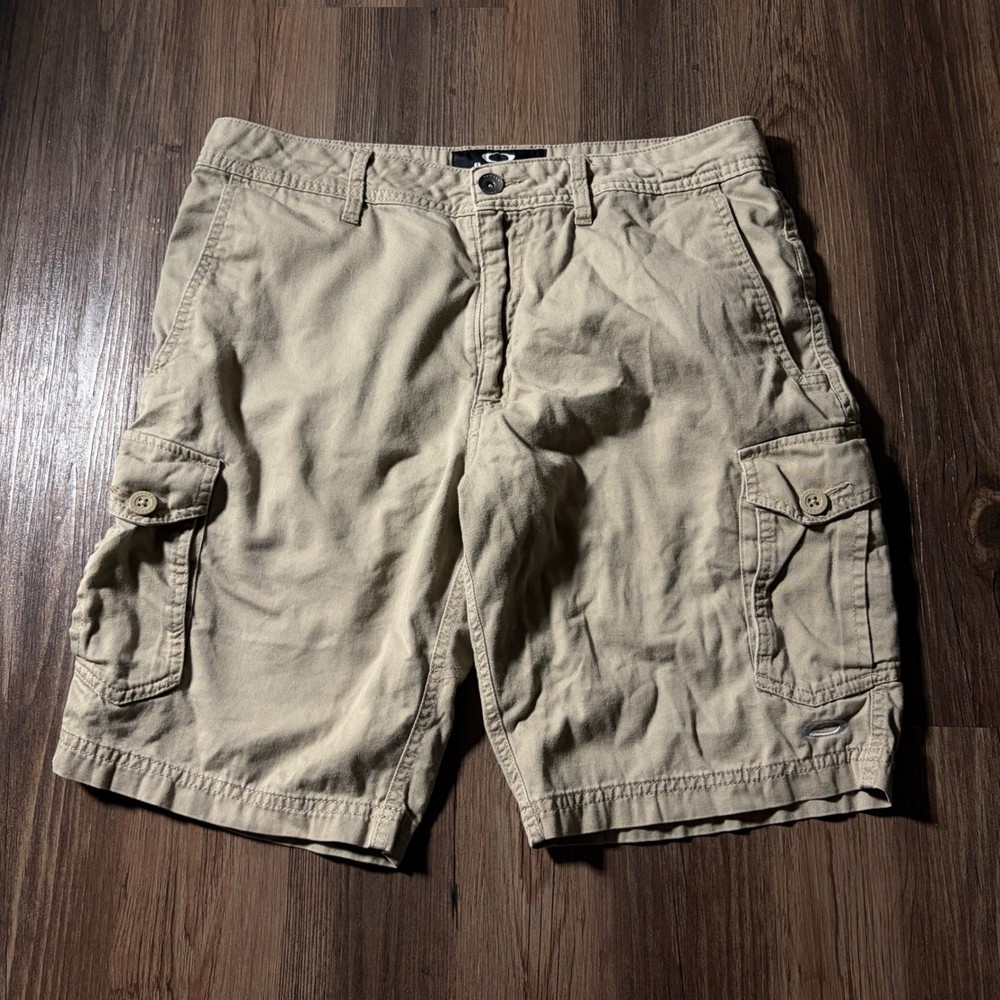 Oakley Mens Cargo Shorts Tan Khaki Flat Front Utility Pockets Size 33