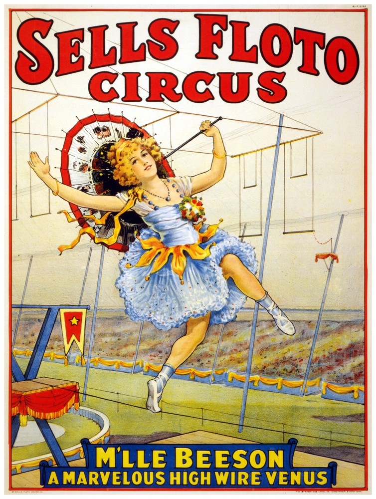 9531 Floto Circus Dancing Woman with Umbrella Poster for Home Office Decor Art